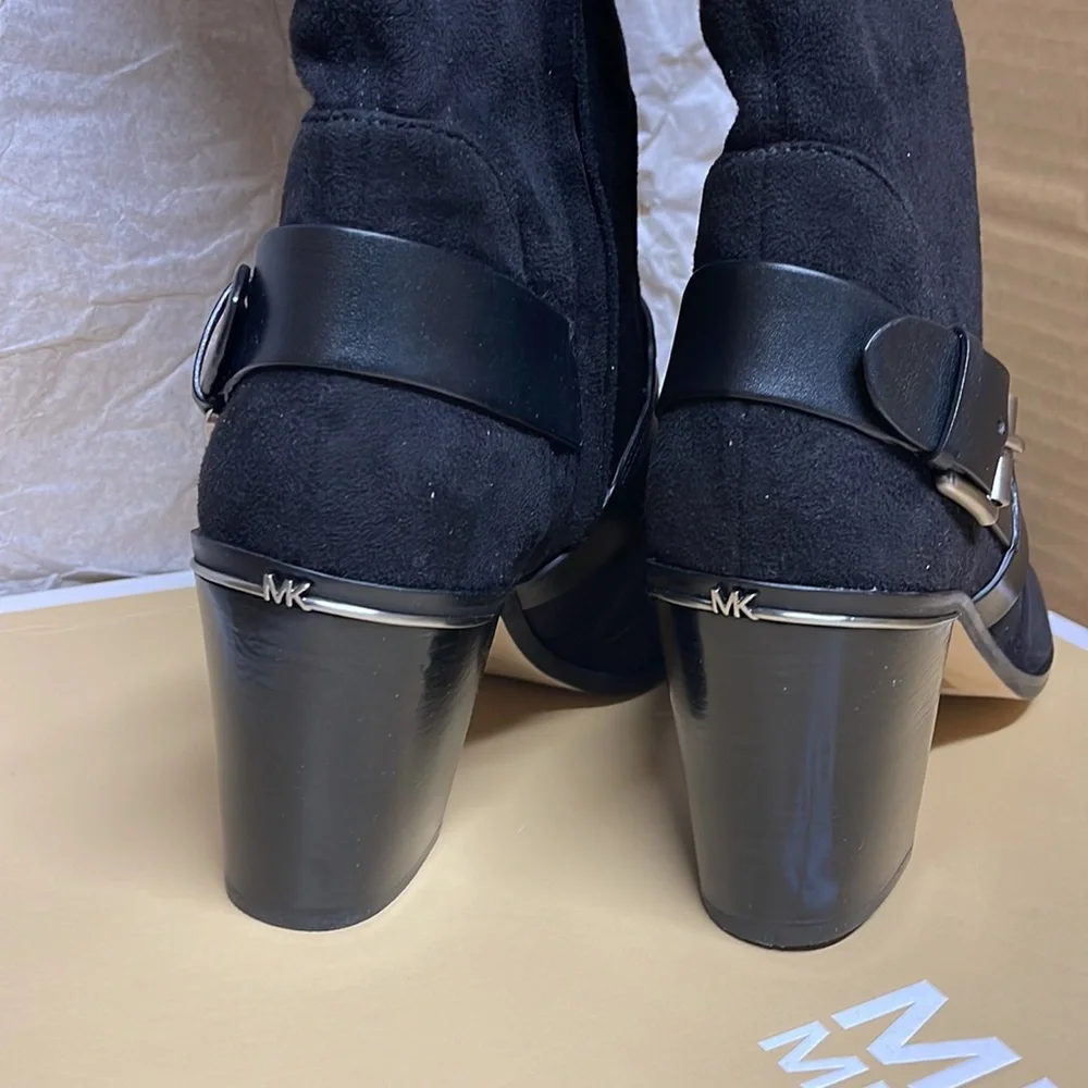 BNIB Michael Kors Boot Nadine Black Stretch suede 3”heeled size - Picture 6 of 11